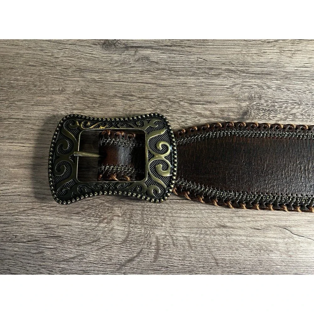 ANOTHER LINE BROWN GENUINE LEATHER WOMEN'S BELT SIZE L  2.3/4